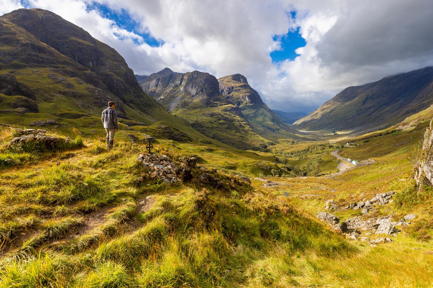The Pass of Glencoe is a deep gorge cut by the River Coe and surrounded by towering mountains, geology and history.