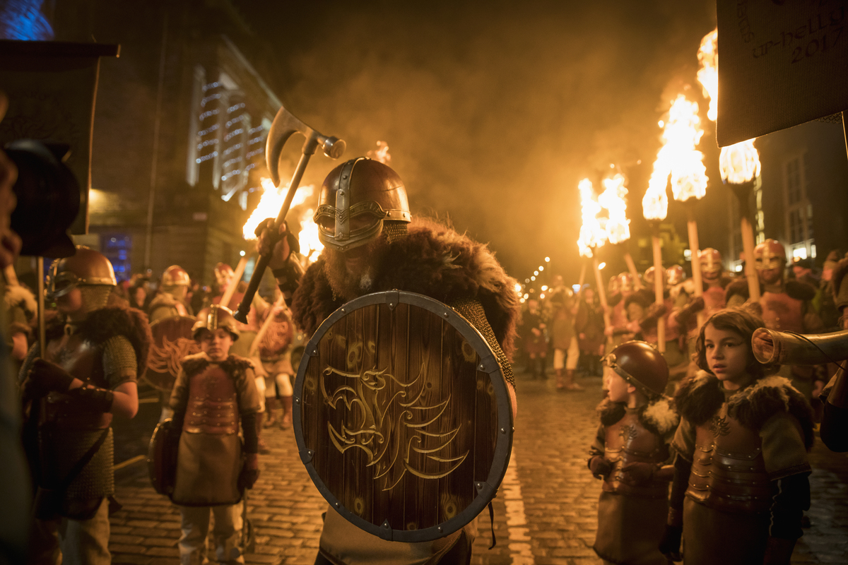 Up Helly Aa Vikings during the Torchlight Procession, Edinburgh