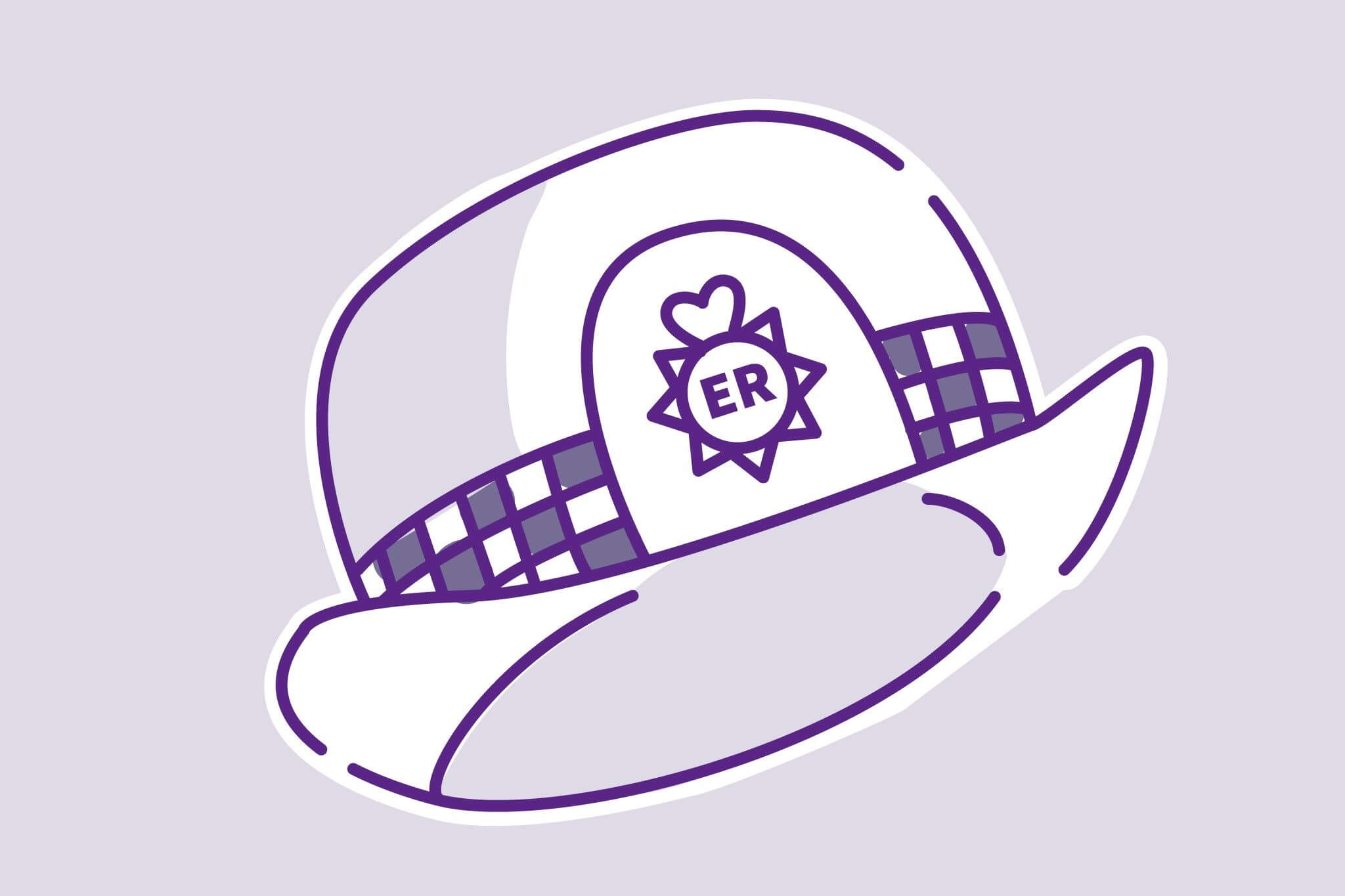 An illustration of a police hat from the novel A Darker Domain by Val McDermid