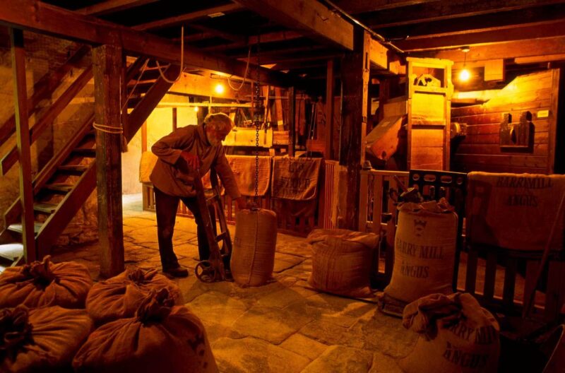 The Miller With A Sack Of Grain Inside Barry Mill A Working 18 C Mill That Gives Demonstrations West Of Carnoustie Angus